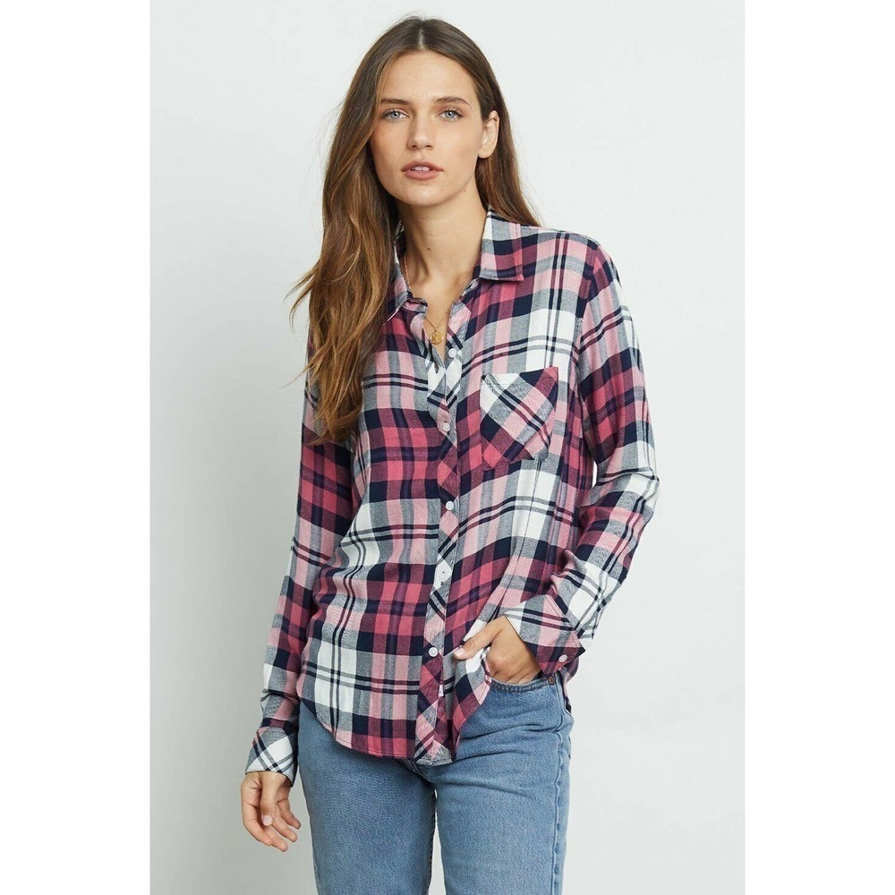 Rails Hunter Plaid Shirt Small Mulberry White Indigo Long Sleeve